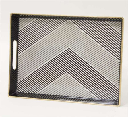 Taca prostokątna czarna zdobiona 3,5x29,5x22 cm