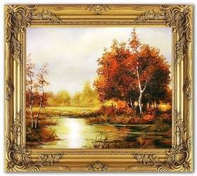 Obraz "Pejzaz tradycyjny" ręcznie malowany 54x63cm
