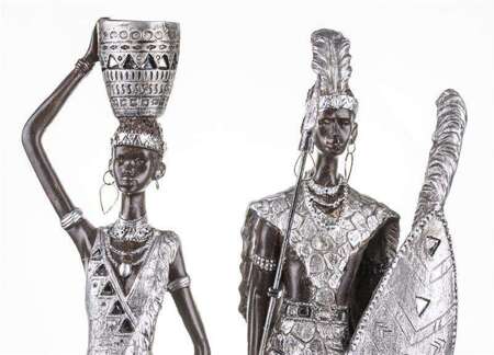 Figurka Afrykanki srebrne/czarne 46x19x11,5 cm