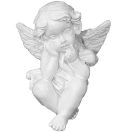 Figurka Siedzący Aniołek Zamyślony Biały 4x3x2,5cm