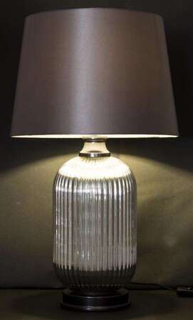 Lampa Z Kloszem srebrna metalowa stołowa H:70cm