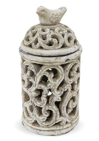 Lampion zdobiony kamień ptak Ceramika H:29cm