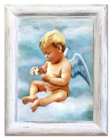 Obraz "Anioły" ręcznie malowany 37x47cm