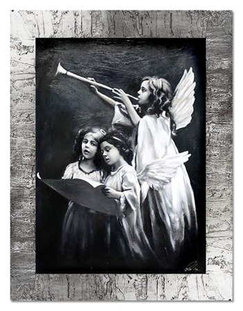 Obraz "Anioły" ręcznie malowany 63x84cm