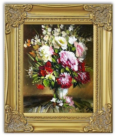 Obraz "Bukiety mieszane " ręcznie malowany 27x32cm