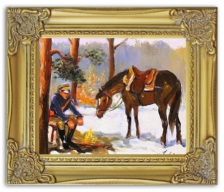 Obraz - Juliusz i Wojciech Kossakowie - olejny, ręcznie malowany 27x32cm
