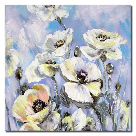 Obraz - Kwiaty nowoczesne - olejny, ręcznie malowany 40x40cm
