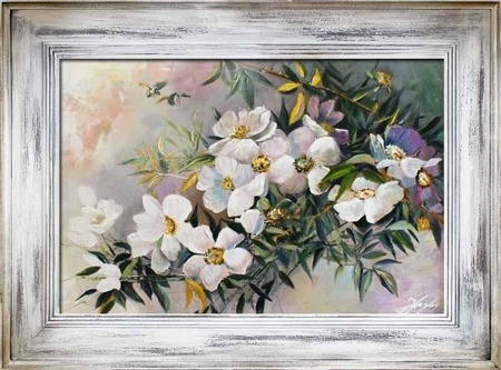 Obraz "Kwiaty nowoczesne" ręcznie malowany 76x96cm