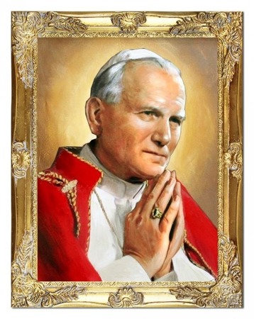 Obraz - Papież Jan Paweł II - olejny, ręcznie malowany 37x47cm
