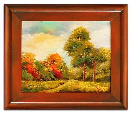 Obraz "Pejzaz tradycyjny" ręcznie malowany 27x32cm
