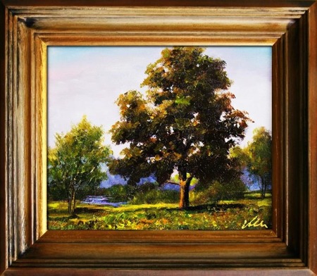 Obraz "Pejzaz tradycyjny" ręcznie malowany 35x40cm