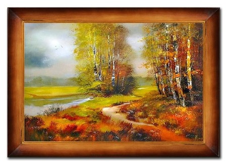 Obraz "Pejzaz tradycyjny" ręcznie malowany 76x106cm