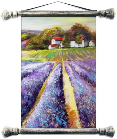 Obraz "Pola lawendowe" ręcznie malowany 37x62cm