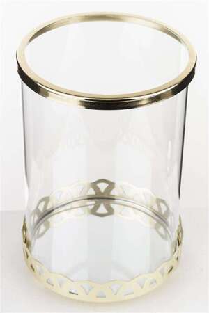 Świecznik metalowy szklany H: 19.5 cm