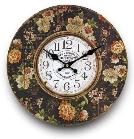 Zegar Ścienny Kwiaty Paris 34x34cm