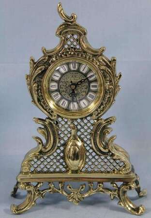 Zegar kominkowy ozdobny metal złoty