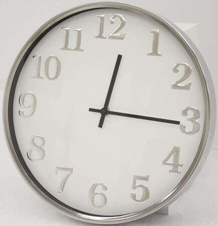 Zegar wiszący ozdobny stylowy srebrny metal