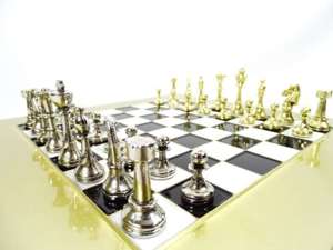 Ekskluzywne szachy mosięzne Staunton 28x28cm