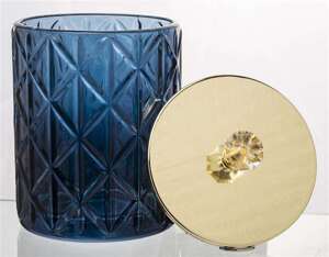 Pojemnik Dekoracyjny Niebieski Złoty Szklany 15 cm