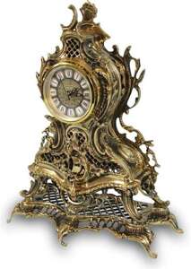 Zegar kominkowy ozdobny metal złoty